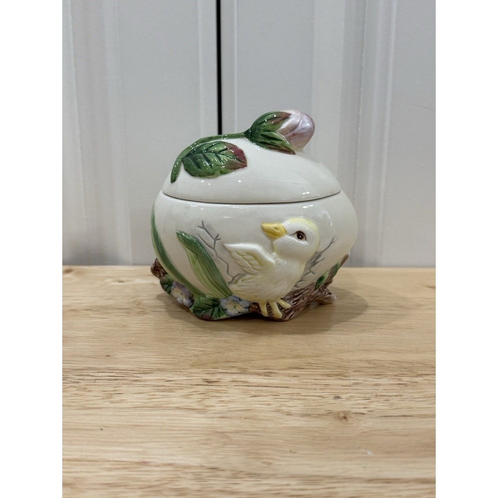 Fitz & Floyd Easter Egg Chick Duck Spring Floral Trinket Box Candle Holder Dish